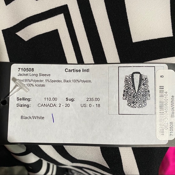 Cartise Black White Print Blazer Jacket - Picture 2 of 5